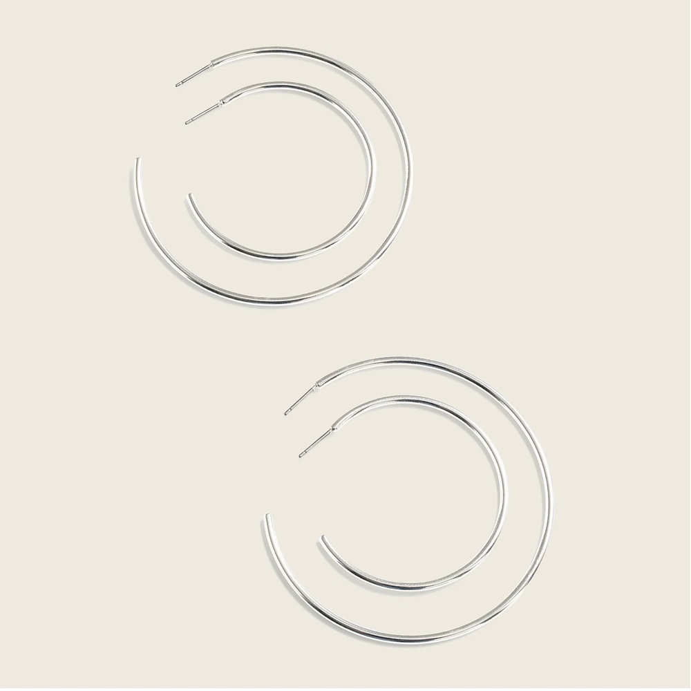 JCREW SILVER HOOP SET NWT